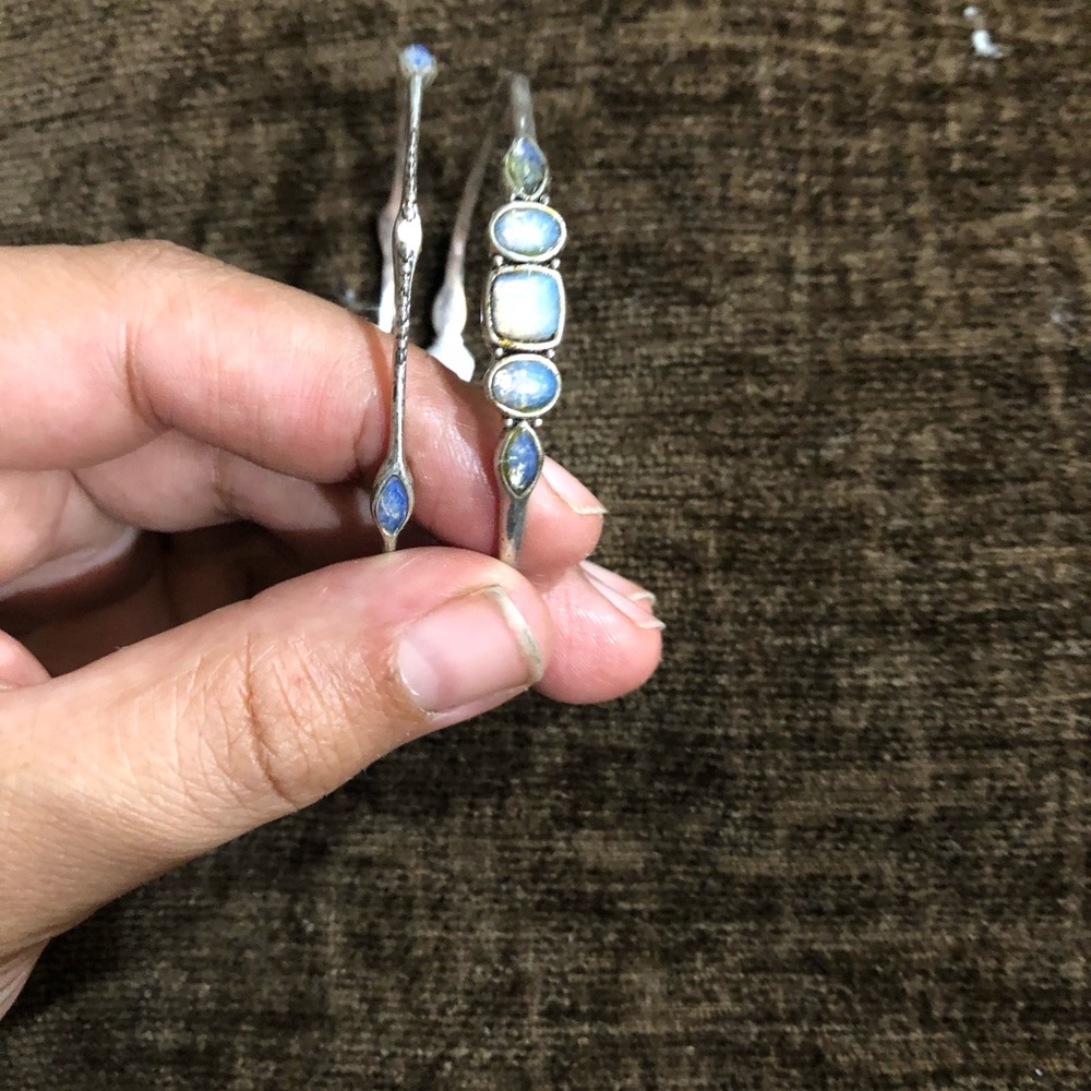 Faux Moonstone and Silver Bracelets